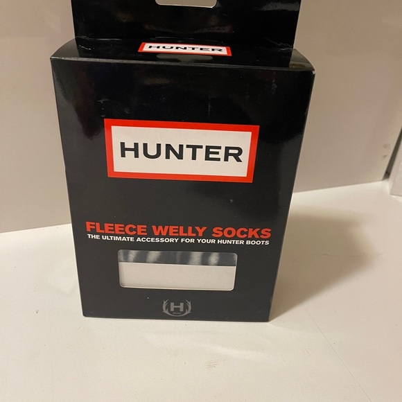 NWT HUNTER Moss Cable Cuff Fleece Welly Sock Size M 5-7 Graphite - Picture 2 of 11